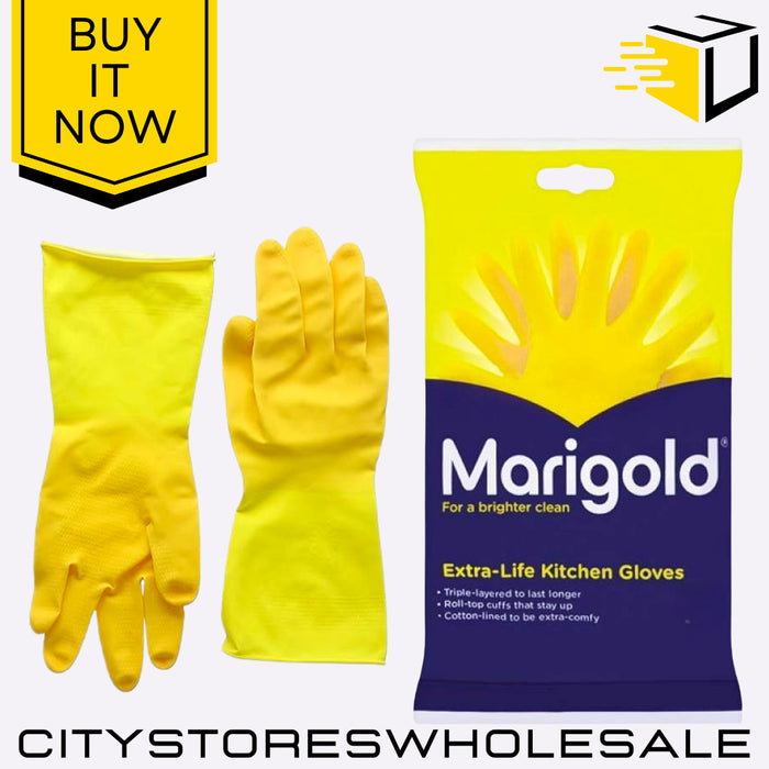 Large Kitchen Gloves Extra Life Durable Rubber Household Cleaning Marigold