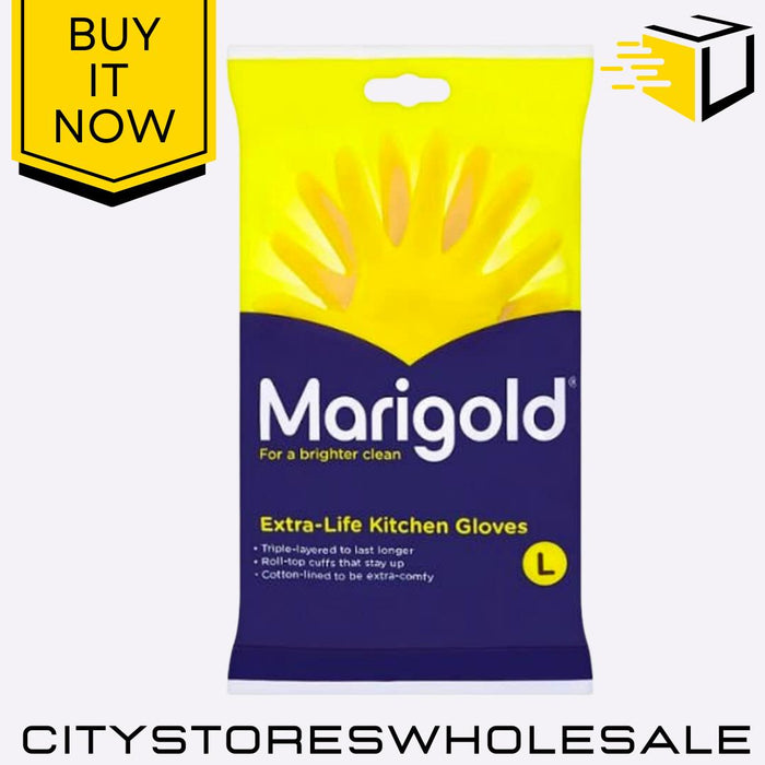 Large Kitchen Gloves Extra Life Durable Rubber Household Cleaning Marigold