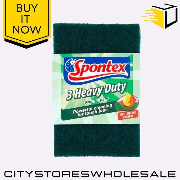 Heavy Duty Scourer Pads Non-Scratch Cleaning Pads For Tough Surface 3pk Spontex
