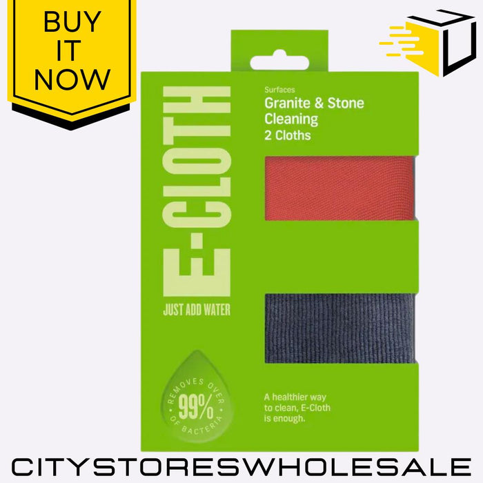 Granite & Stone Cleaning Cloths Streak-Free Shine, Eco-Friendly 2 Pack E-Cloth