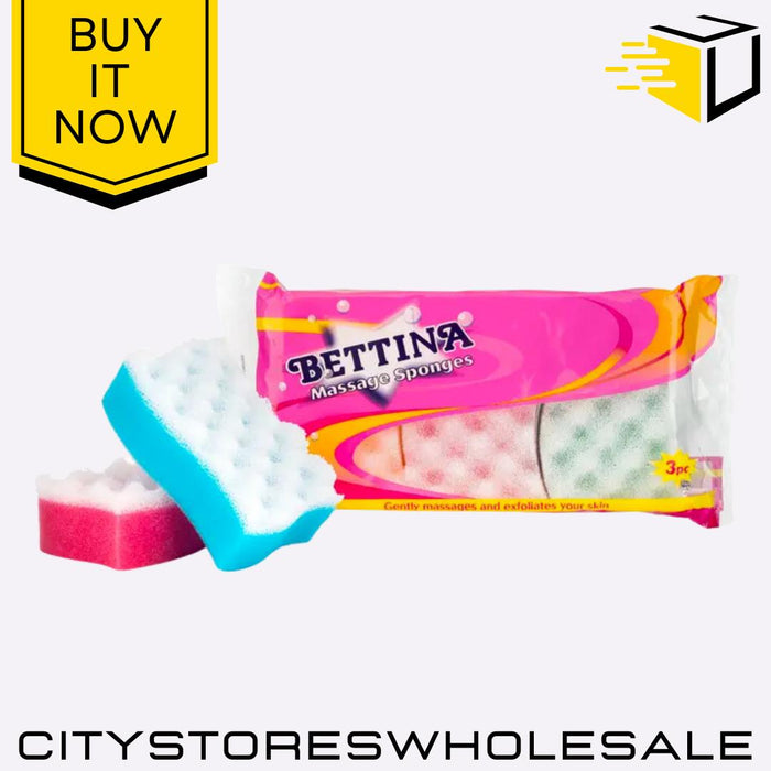 Massage Sponges Exfoliating, Gentle, Durable Bath & Shower 3 Pack Bettina