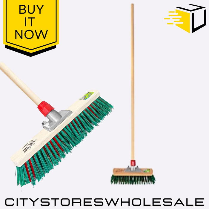 Wooden Duo Bristle Outdoor Broom 40cm Garden Sweeping Brush With Handle Bettina