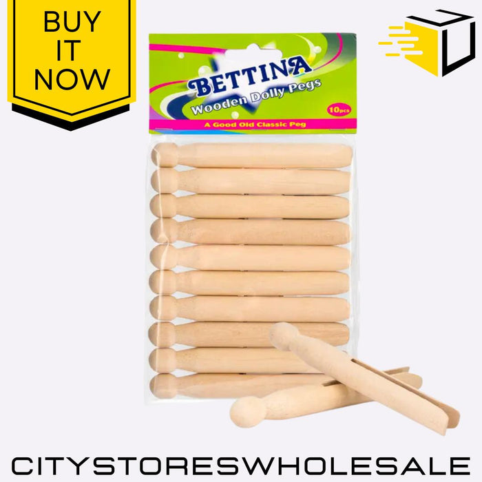 Wooden Dolly Pegs Vintage Style Laundry Pegs for Everyday Use 10 Pack Bettina