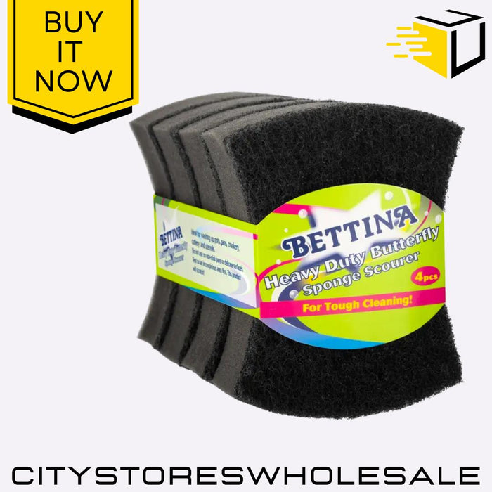 Heavy Duty Butterfly Sponge Scourers Durable, Multi-Surface Clean 4 Pack Bettina