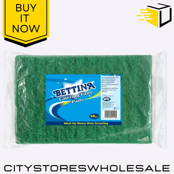 Heavy Duty Green Scourer Pads Strong Fiber Kitchen Cleaning 10 Pack Bettina