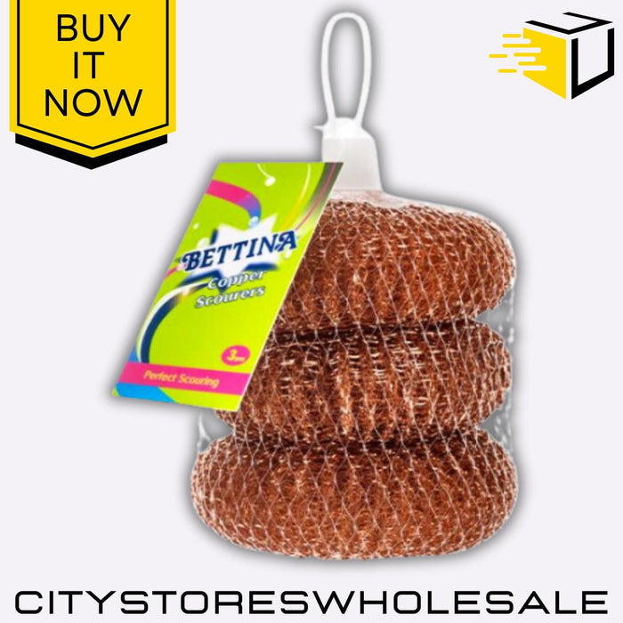 Copper Steel Scourers Heavy Duty, Rust-Resistant Kitchen Cleaning 3 Pack Bettina