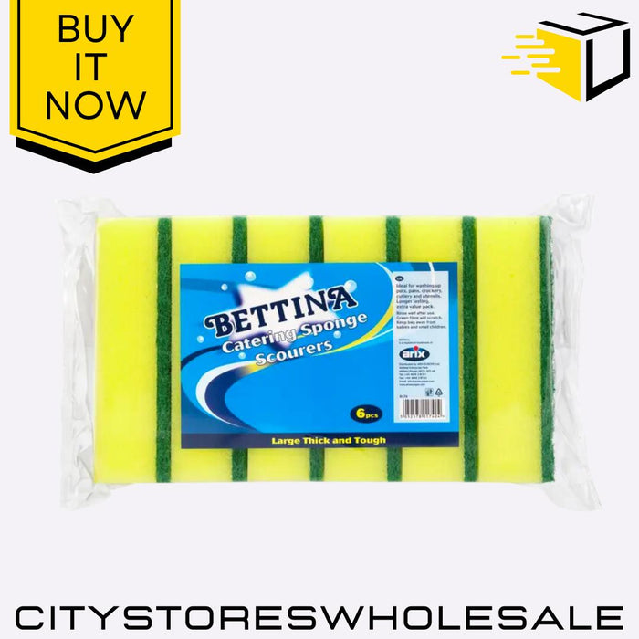 Catering Sponge Scourer Heavy Duty Sponges For Cleaning Dishes 6 Pack Bettina