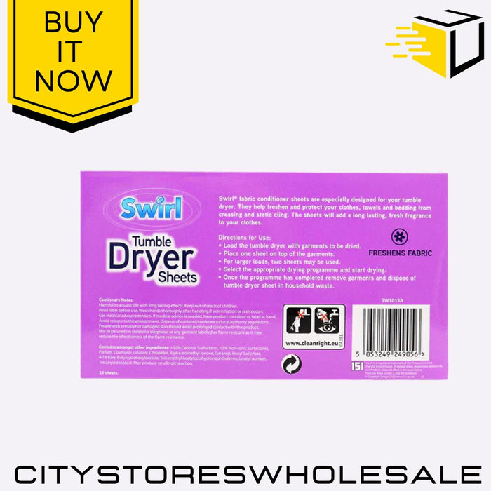 Laundry Sheets Lavender Easy Use, Fresh Scent, Eco-Friendly 35 Sheets Swirl