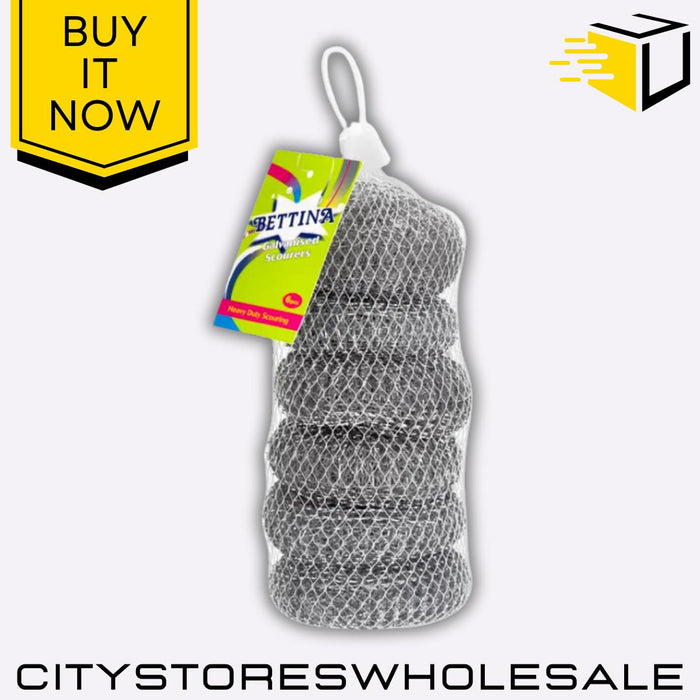 Galvanised Scourers 6/Pack Heavy Duty Kitchen Cleaning Stainless Steel Bettina