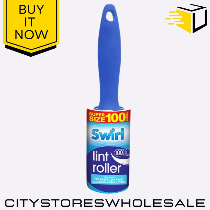 Lint Roller Super Size Pet Hair Remover Clothes Furniture Clean 100 Sheet Swirl