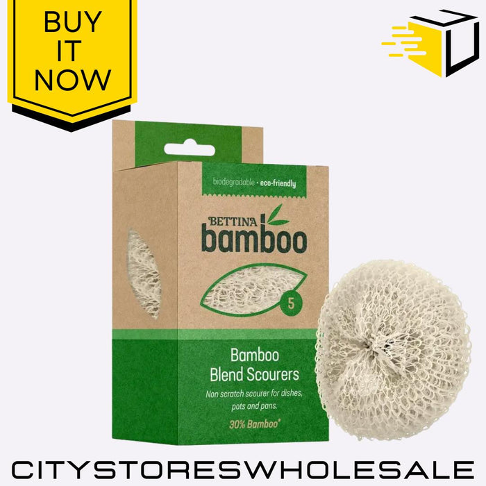 Bamboo Blend Scourers Durable Reusable Kitchen Sponge 5 Pack Bettina