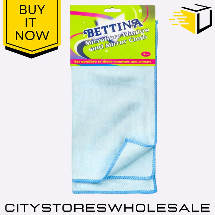 Microfibre Window & Mirror Cleaning Cloths Streak-Free Shine 2 Pack Bettina