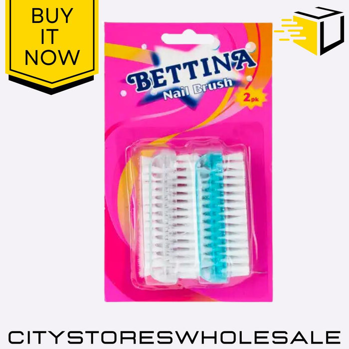 Plastic Nail Brush Durable, Lightweight, Hygienic, Double-Sided 2 Pack Bettina