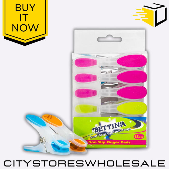 Soft Grip Clothes Pegs Durable Non-Slip Washing Line Clips 12 Pack Bettina