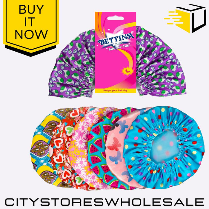 Lined Shower Caps Waterproof Hair Protection (Random Colour Sent) Bettina