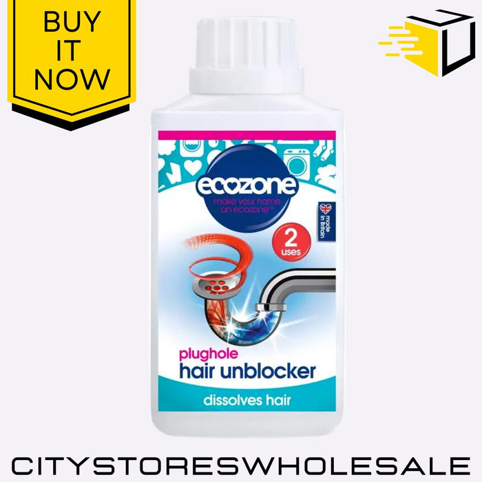 Concentrated Plughole Hair Unblocker Powerful Drain Cleaner Clogs 250ml Ecozone