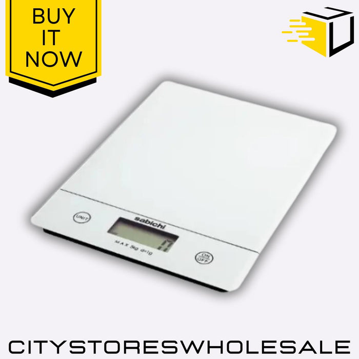 Digital Kitchen Scale 5kg White LCD Display, Accurate Food Weighing Sabichi