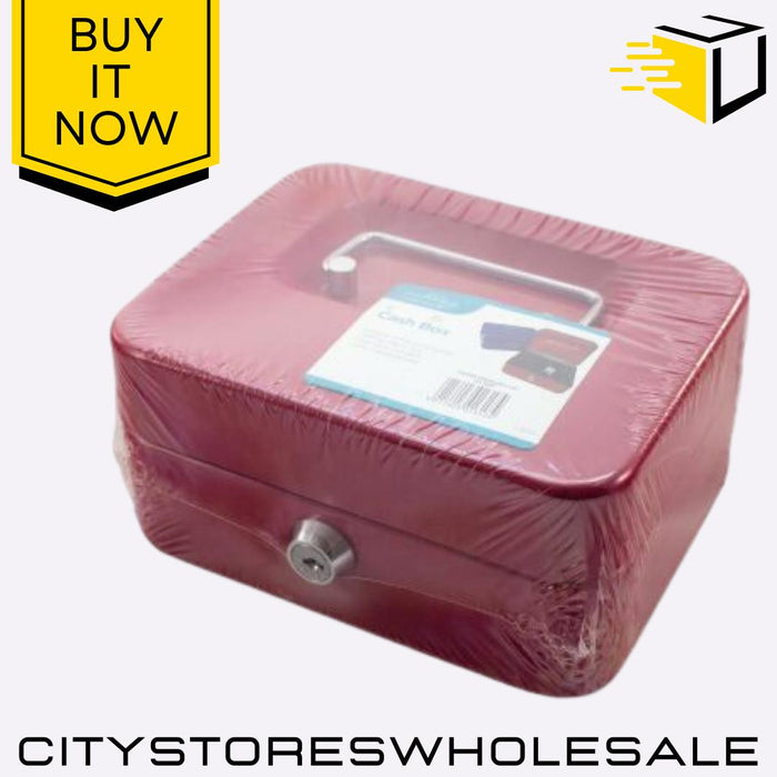 8" Metal Cash Box with Secure Lock Small Money Safe Storage Blackspur