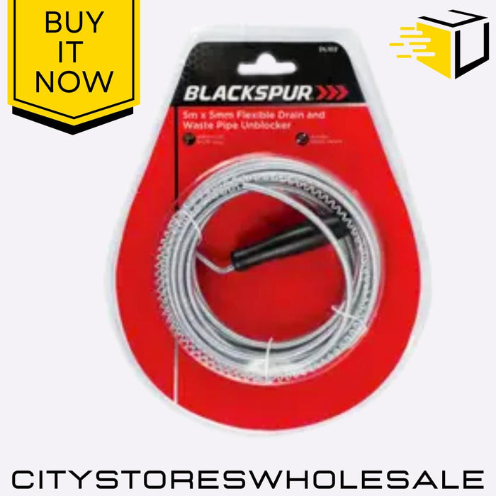 Flexible Drain & Pipe Unblocker Sink Toilet Cleaner Tool 5mm x 5m Blackspur