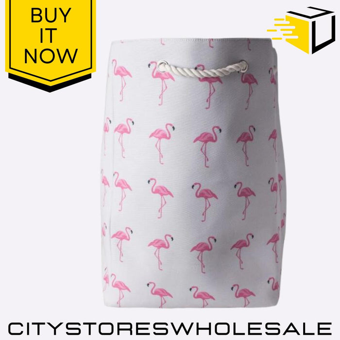 Flamingo Canvas Storage Laundry Bag With Rope Handles Large Foldable Sabichi