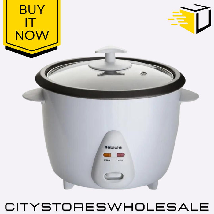 1.8L Rice Cooker White Non-Stick Keep Warm Easy Clean 700W Sabichi