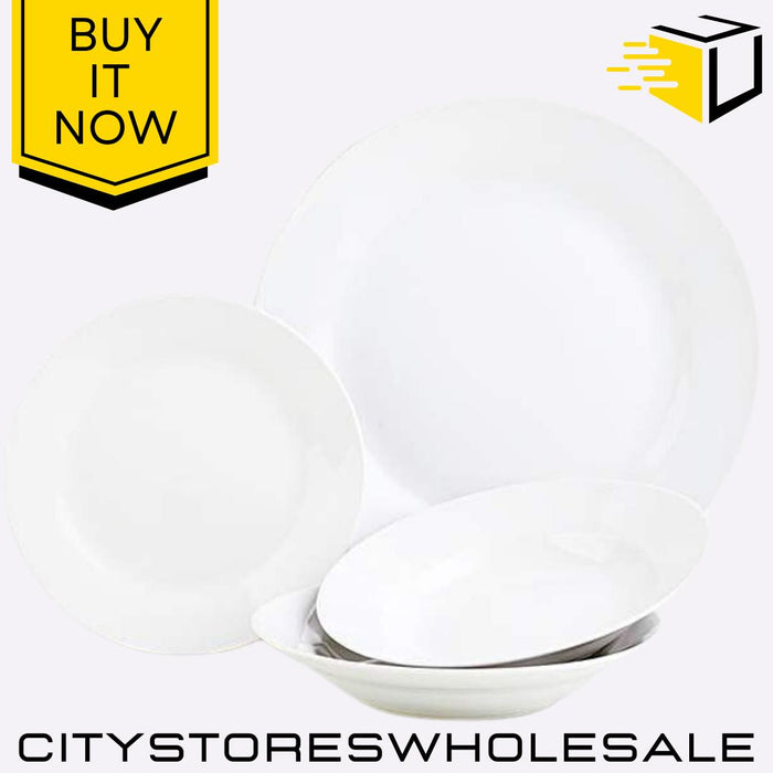 Everyday White Dinner Set Plates Bowls Mugs Tableware Set 12-Piece Sabichi