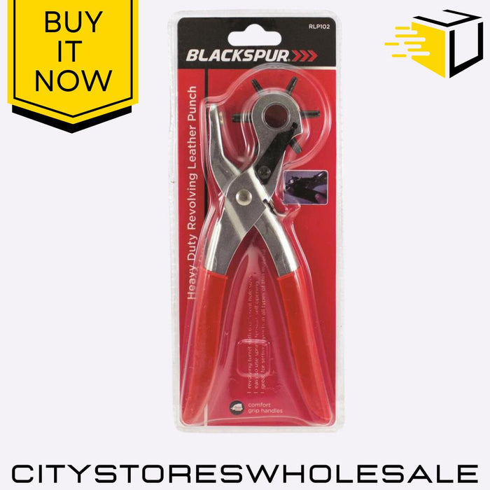 Heavy Duty Revolving Leather Punch Multi-Size Hole Punch Tool 9" Blackspur
