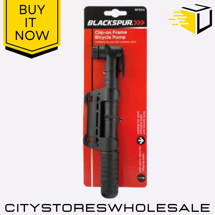 Clip-On Frame Bicycle Air Pump Mini Compact Bike Tyre Inflator Blackspur