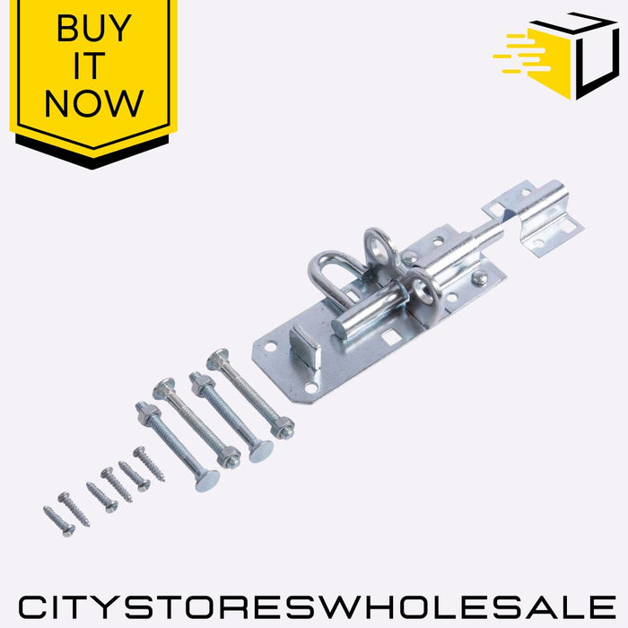 Black Brenton Bolt 100mm 4" Duty Gate Shed Lock Latch Door Security Blackspur