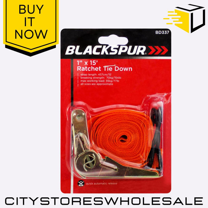 4.5M Ratchet Tie Down Straps Heavy Duty Car Van Roof Rack Trailer DIY Blackspur