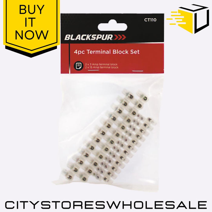 3A 15A Terminal Block Connector Electrical Wire Junction Strip 4 Pack Blackspur