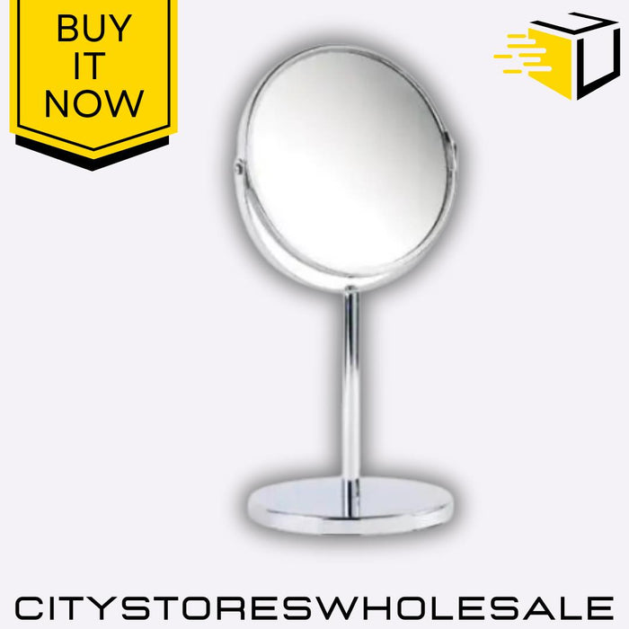 Free Standing Bathroom Mirror Double Sided Vanity Makeup Mirror Chrome Sabichi