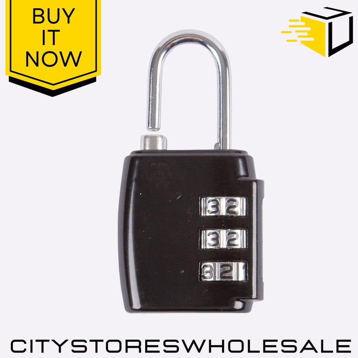 3 Digit Combination Padlock Black Luggage Suitcase Gym Locker Travel Blackspur