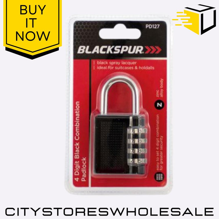 4 Digit Combination Padlock Heavy Duty Security Lock For Luggage Blackspur