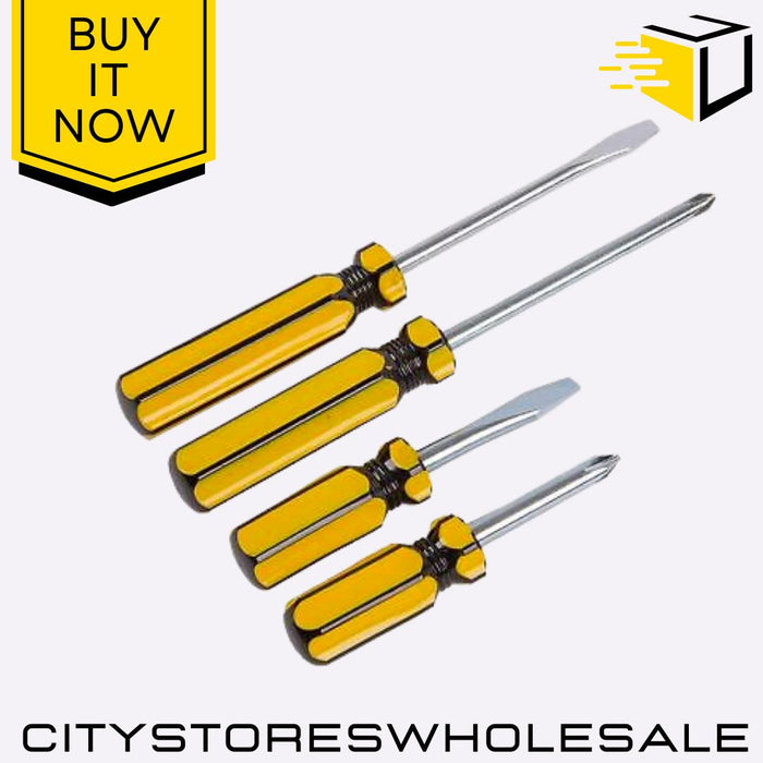 Screwdriver Set Flat & Phillips DIY Hand Tools Home & Repair 4pc Blackspur