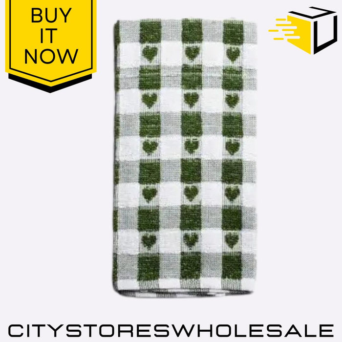 Tea Towel Sage Heart 100% Cotton Kitchen Dish Cloth Soft & Absorbent Sabichi