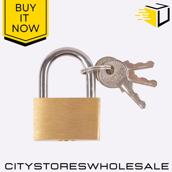 30mm Brass Padlock with 3 Keys Durable Security Lock For Luggage Blackspur