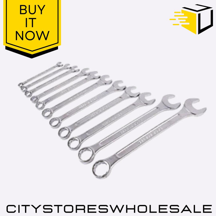 11pc Combination Spanner Set 6-19mm Chrome Vanadium Wrench Tools Blackspur