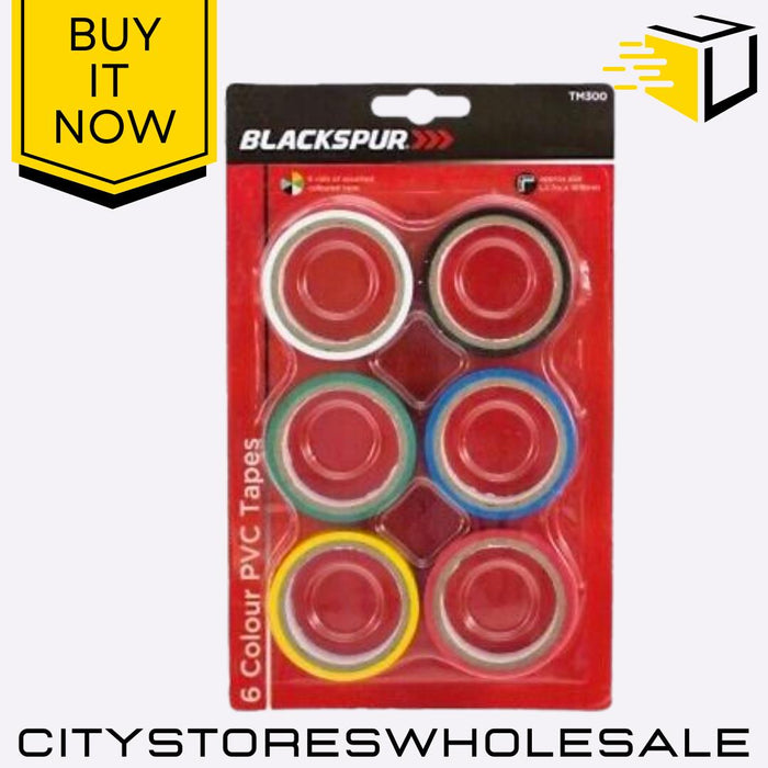 6 Colour PVC Tape Set 2.7m Insulation Electrical Repair Strong Blackspur
