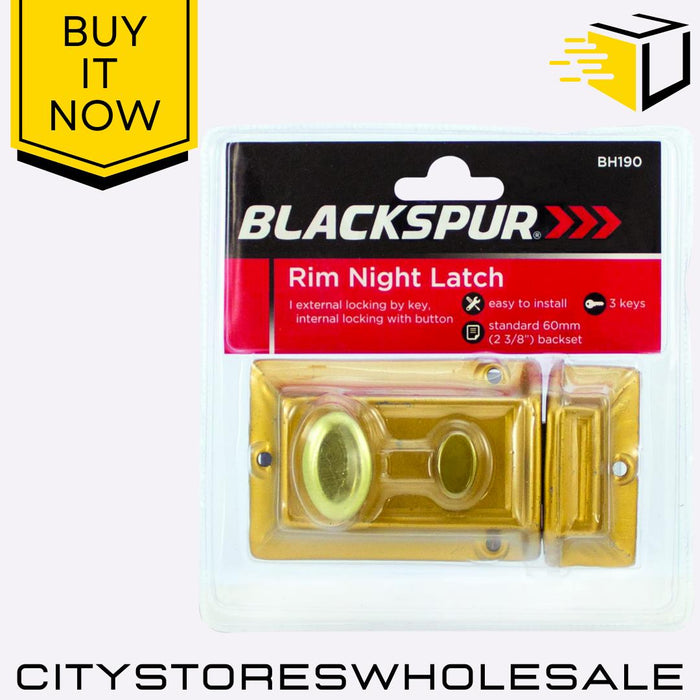 Rim Night Latch Brass Door Lock With Key Secure Home Entry System Blackspur