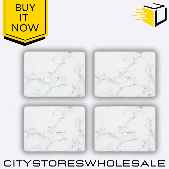 4 Marble Placemats & 4 Coasters Set Stylish & Heat Resistant Dining Sabichi