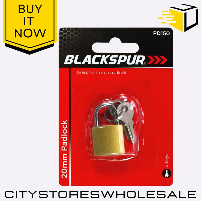 20mm Brass Padlock With Hardened Steel Shackle for Security & Travel Blackspur