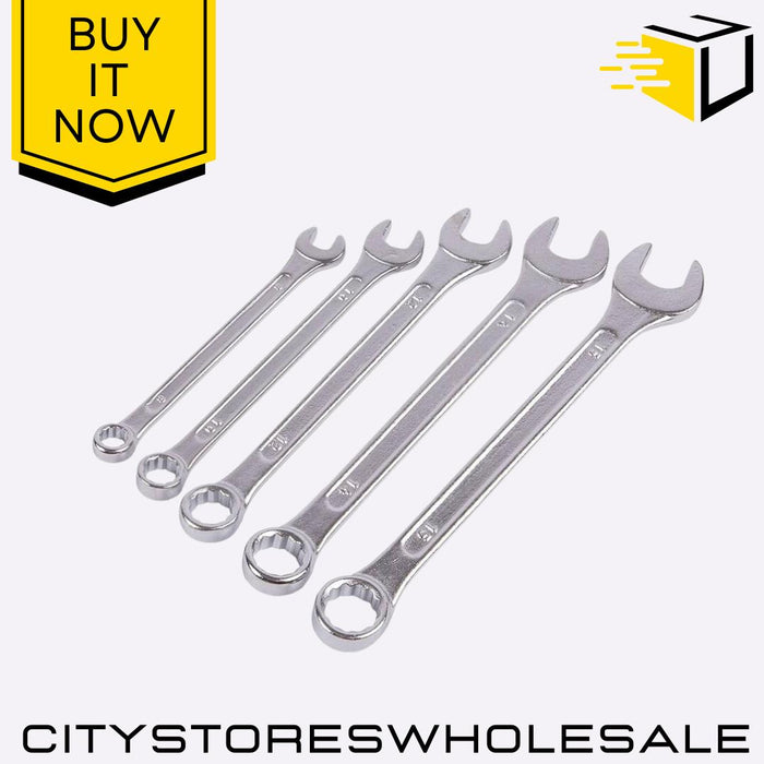 5pc Open End Spanner Set Double Ended Drop Forged Chrome Vanadium Tool Blackspur