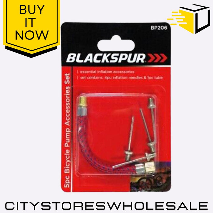 Bicycle Pump Adaptor Set Bike Valve Converter Kit Accessories 5pc Blackspur