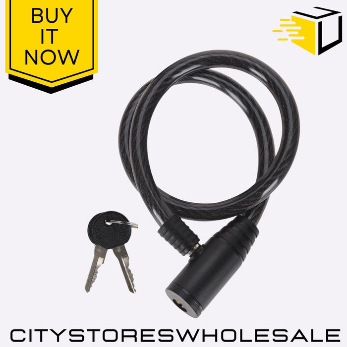 6mm x 900mm Bike Cable Lock Anti-Theft Security Lock With Key Blackspur