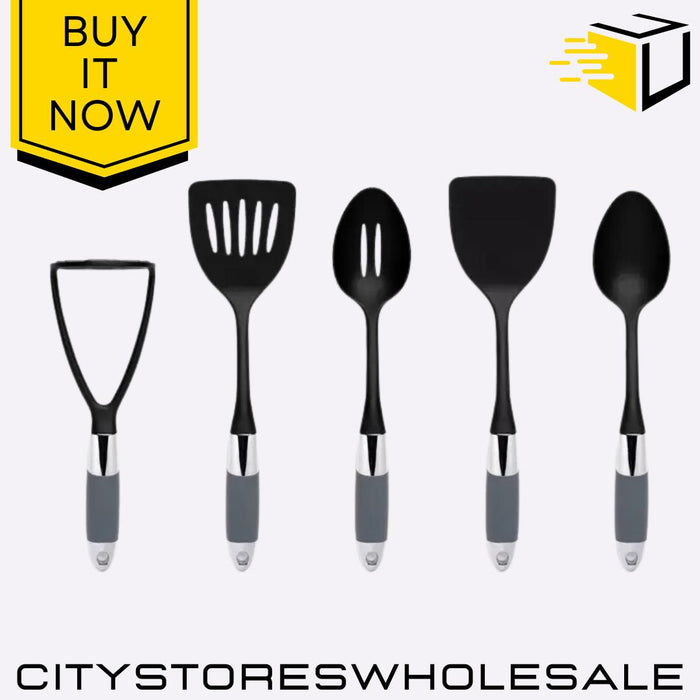 Haden Perth 5Pc Nylon Kitchen Utensil Set No Scratch Heat Resistant Sabichi