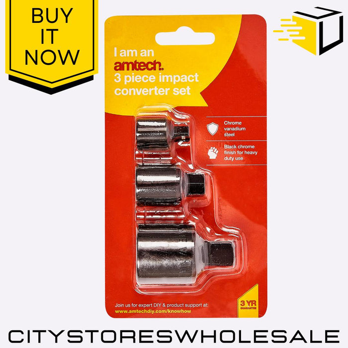Impact Converter Amtech Set 1/4" 3/8" 1/2" Drive Adaptors Heavy Duty 3pc