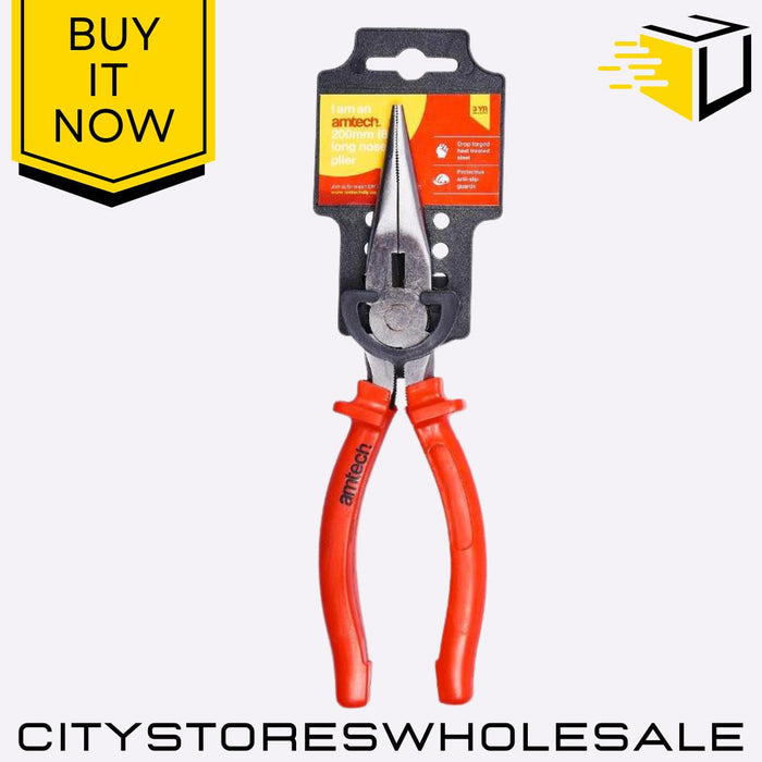 8" Long Nose Pliers Amtech Heavy Duty Precision Tool for DIY, Craft & Electrical