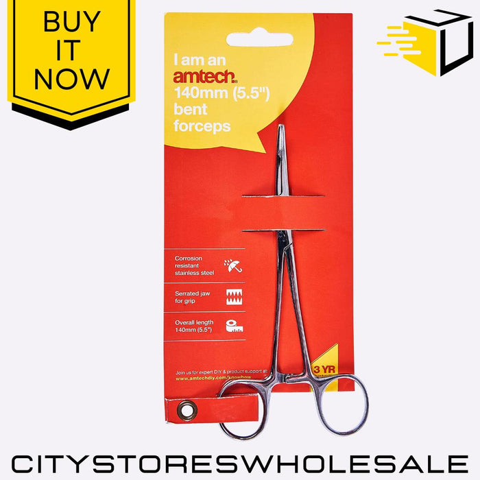 5.5" Bent Forceps Amtech Stainless Steel Tweezers Locking Pliers Clamp Tool