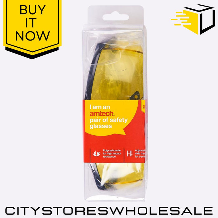 Yellow Lens Amtech Safety Glasses UV Protection Anti-Glare Lightweight Work Eye